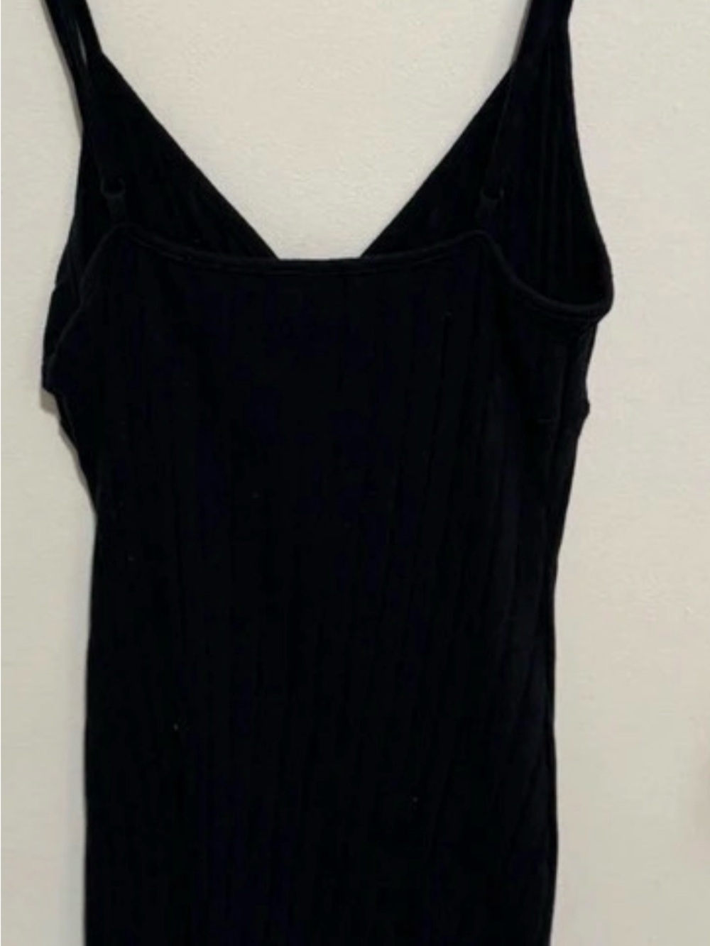 SHEIN Black Ribbed Midi Dress with Thin Straps